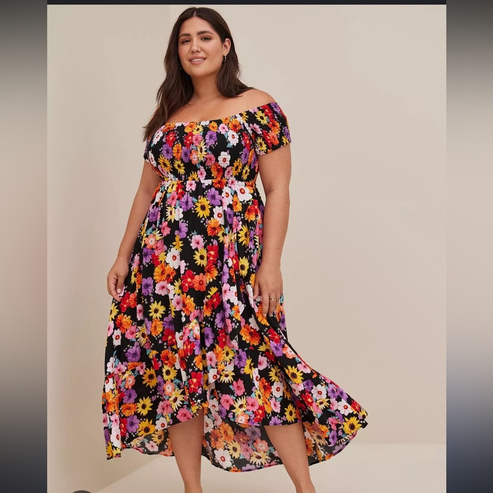 Torrid- Maxi Challis Off- Shoulder Dress- flora- Size 2